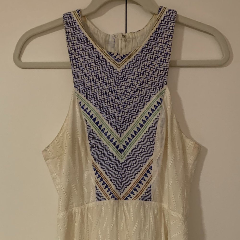 Impeccable Pig Halter Cut Patterned White Dress